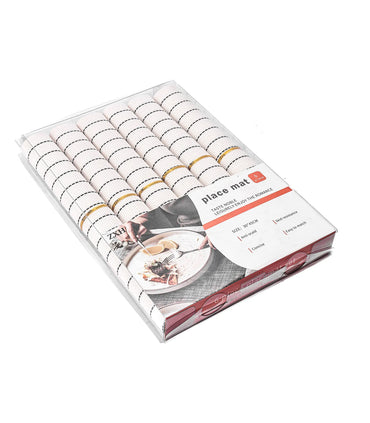 طقم مفارش رتان مخطط 45*30 سم 6 ق