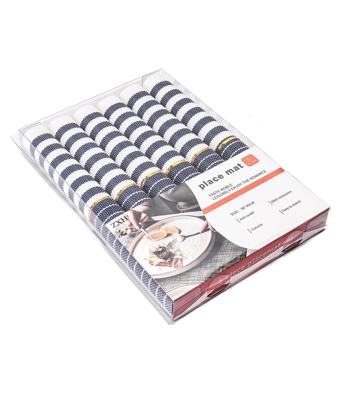 طقم مفارش رتان مخطط عريض 45*30 سم 6 ق