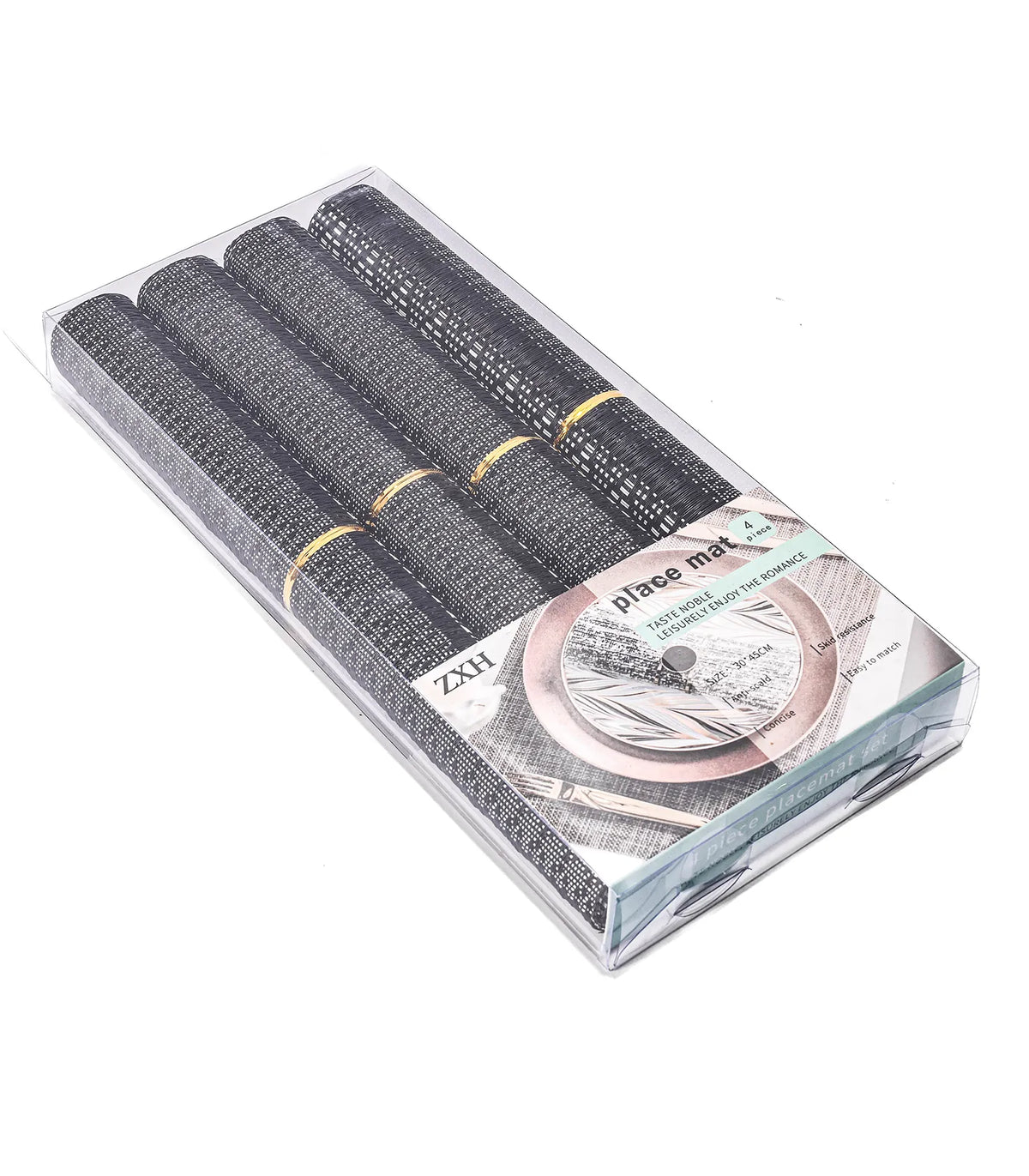 طقم مفارش رتان مزخرف 45*30 سم 4 ق
