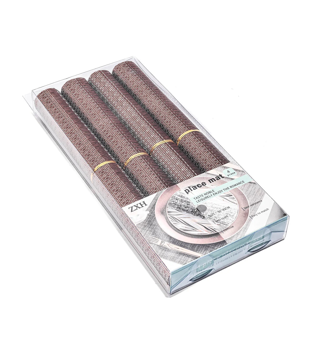 طقم مفارش رتان مزخرف 45*30 سم 4 ق