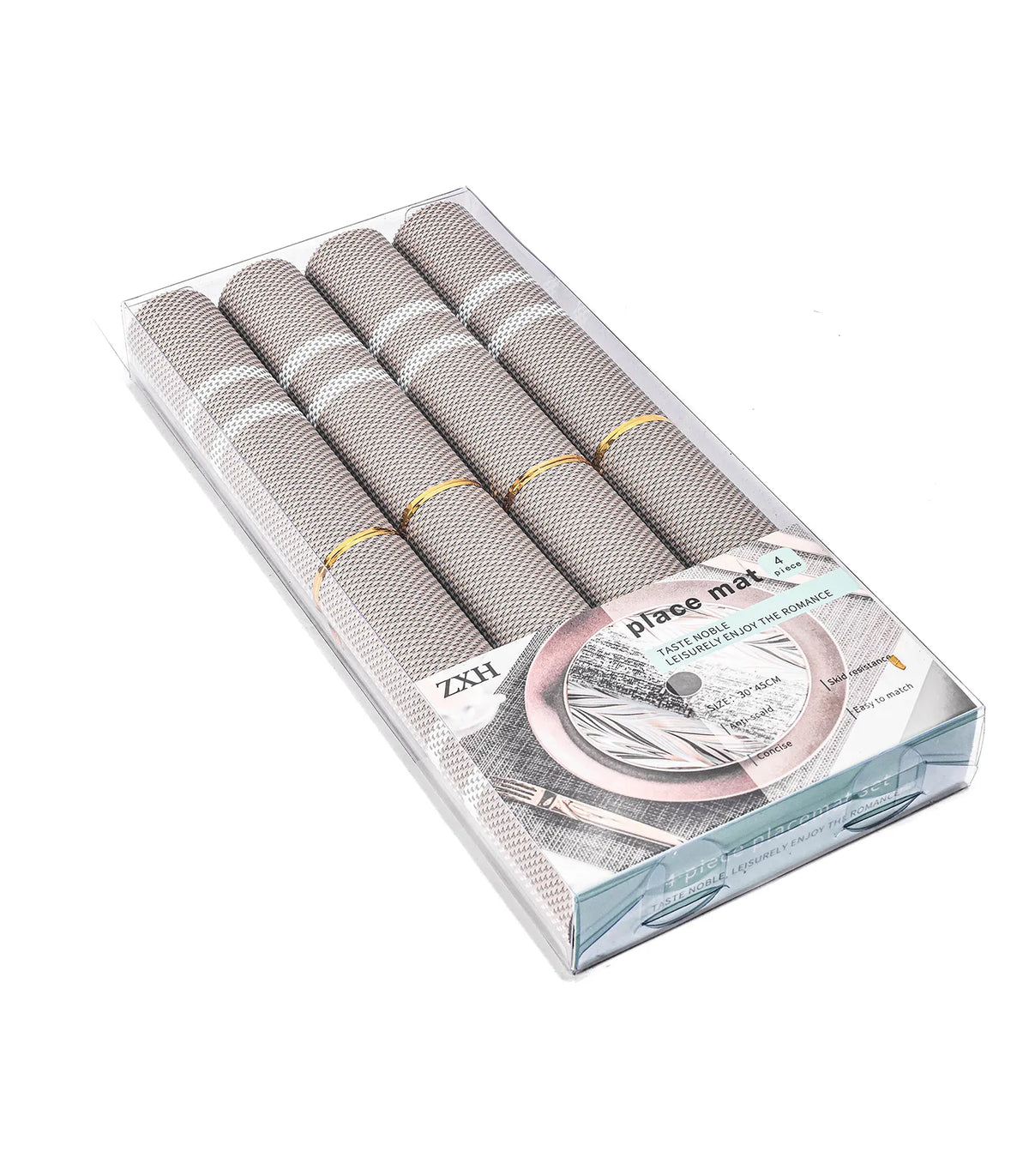 طقم مفارش رتان سادة*خط 45*30 سم 4 ق