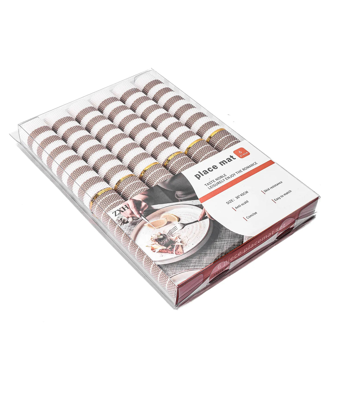 طقم مفارش رتان مخطط عريض 45*30 سم 6 ق