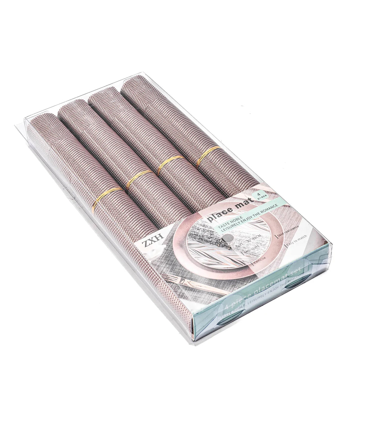 طقم مفارش رتان سادة 45*30 سم 4 ق