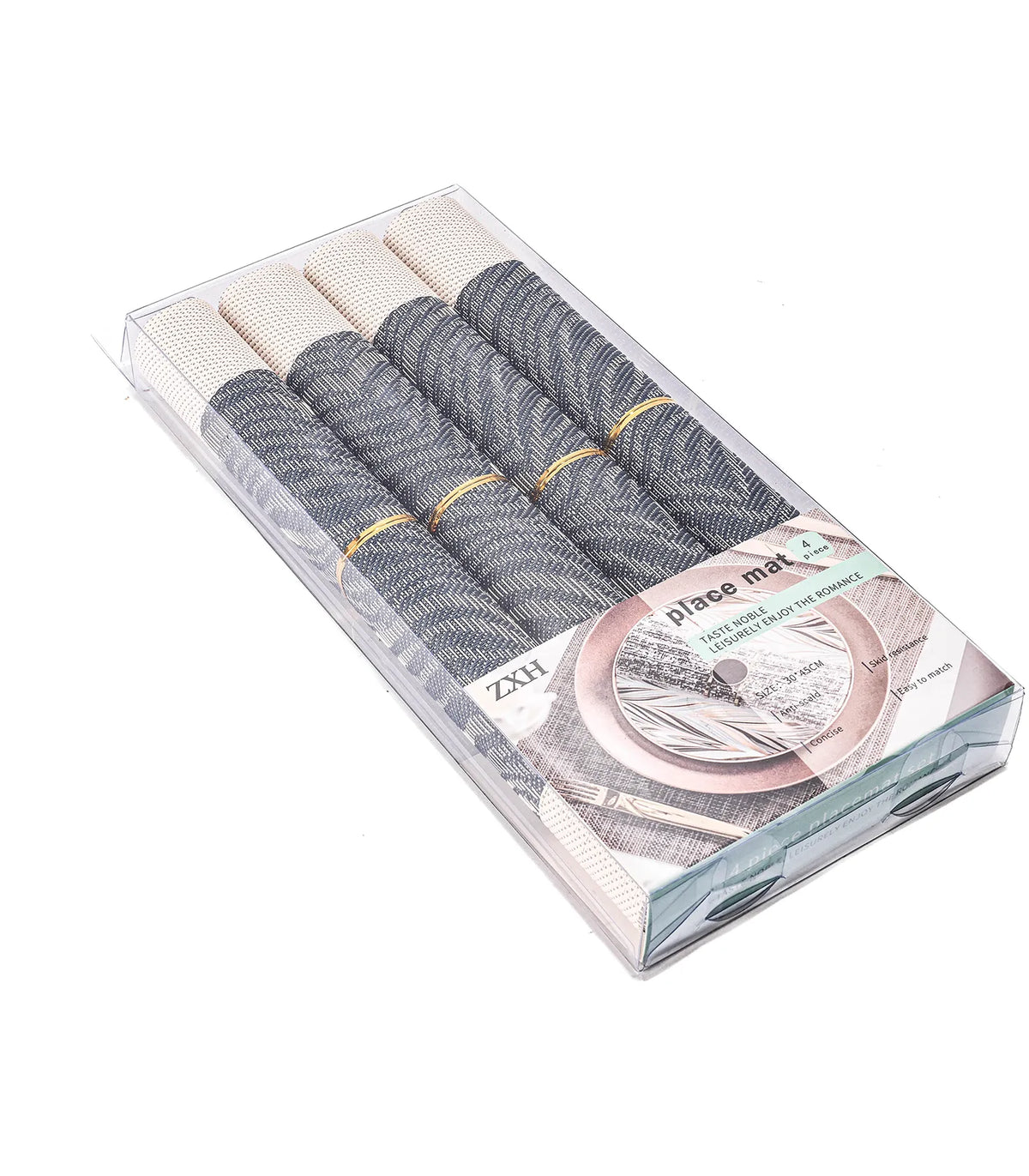 طقم مفارش رتان مزخرف 45*30 سم4 ق